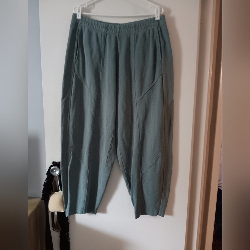ISCHIKO Green Cotton Lantern Leg Pants 3 XXL
